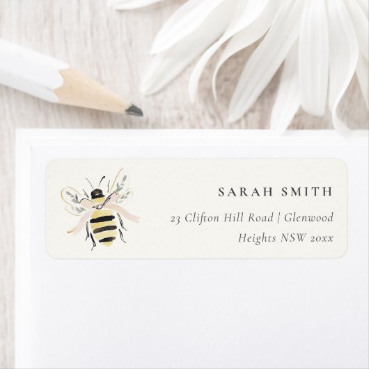 Cute Pastel Bumble Bee Neutral Address (Insitu)