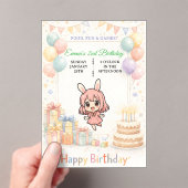 Cute Pastel Bunny Birthday Invitation Acryleinladungen (Insitu (Handheld))