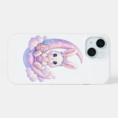 Cute Pastel Bunny iPhone Case – Moon Aesthetic 15 Hülle (Rückseite (Horizontal))