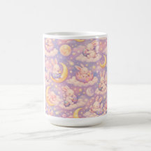 Cute Pastel Bunny Mug – Kawaii Moon & Clouds