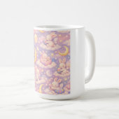 Cute Pastel Bunny Mug – Kawaii Moon & Clouds Kaffeetasse (VorderseiteRechts)