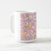 Cute Pastel Bunny Mug – Kawaii Moon & Clouds Kaffeetasse (Vorderseite Links)