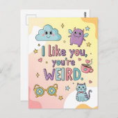 Cute Pastel Cat Monster Kawaii Art Postkarte (Vorne/Hinten)