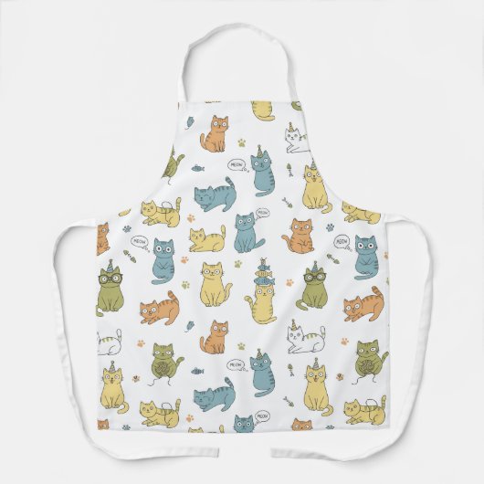 Cute Pastel Cat Pattern Apron Gift For Cat Lovers Schürze (Vorderseite)