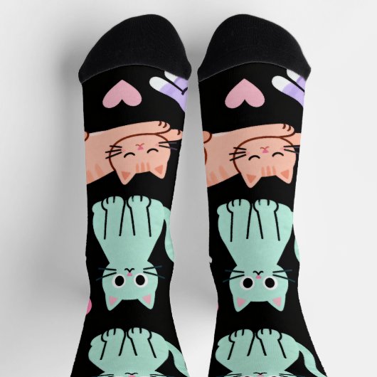 Cute Pastel Cats Crew Socks – Kitty Socken (Oben)