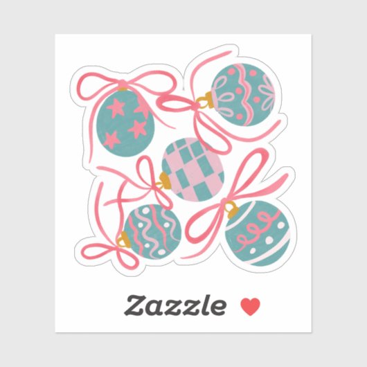 Cute Pastel Christmas Ornament Sticker (Blatt)