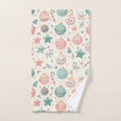 Cute Pastel Christmas Pattern Ornaments and Stars Badhandtuch Set (Handtuch)