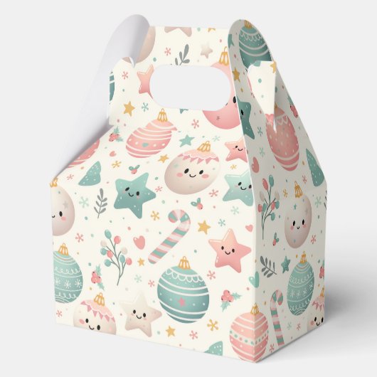 Cute Pastel Christmas Pattern Ornaments and Stars Geschenkschachtel (Vorderseite)