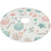Cute Pastel Christmas Pattern Ornaments and Stars Polyester Weihnachtsbaumdecke (Schrägansicht)