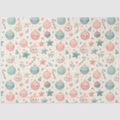 Cute Pastel Christmas Pattern Ornaments and Stars Seidenpapier (Vorderseite)