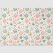 Cute Pastel Christmas Pattern Ornaments and Stars