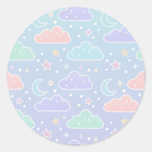 Cute Pastel Cloud & Star Sticker Sheet (Vorderseite)