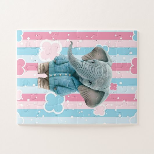 Cute Pastel Colors Elephant Puzzles  (Horizontal)