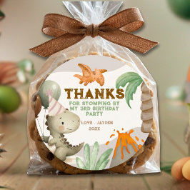Cute Pastel Dinosaur Birthday Thank You Runder Aufkleber