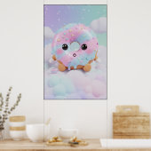 Cute Pastel Donut Character | Kawaii Dessert Art Poster (Küche)