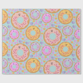 Cute Pastel Donuts & Hearts Geschenkpapier (Flach)