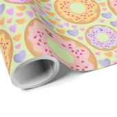 Cute Pastel Donuts & Hearts Geschenkpapier (Rolleneckpunkt)