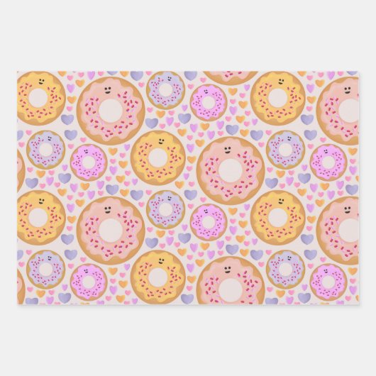 Cute Pastel Donuts & Hearts Geschenkpapier Set (Vorderseite 3)