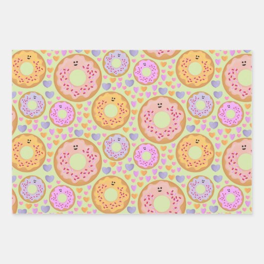 Cute Pastel Donuts & Hearts Geschenkpapier Set (Vorderseite 2)