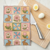 Cute Pastel Easter Bunny Flower Patchwork  Geschirrtuch (Viertel Falte)