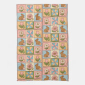 Cute Pastel Easter Bunny Flower Patchwork  Geschirrtuch (Vertikal)