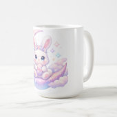Cute Pastel Easter Bunny Mug – Moon Aesthetic Kaffeetasse (VorderseiteRechts)