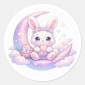 Cute Pastel Easter Bunny Sticker – Celestial Moon  (Vorderseite)