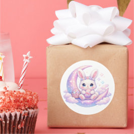 Cute Pastel Easter Bunny Sticker – Celestial Moon 