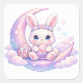 Cute Pastel Easter Bunny Sticker – Moon Aesthetic (Vorderseite)