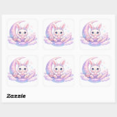 Cute Pastel Easter Bunny Sticker – Moon Aesthetic (Blatt)