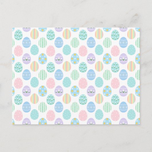 Cute Pastel Easter Eggs Pattern Einladungspostkarte (Vorderseite)