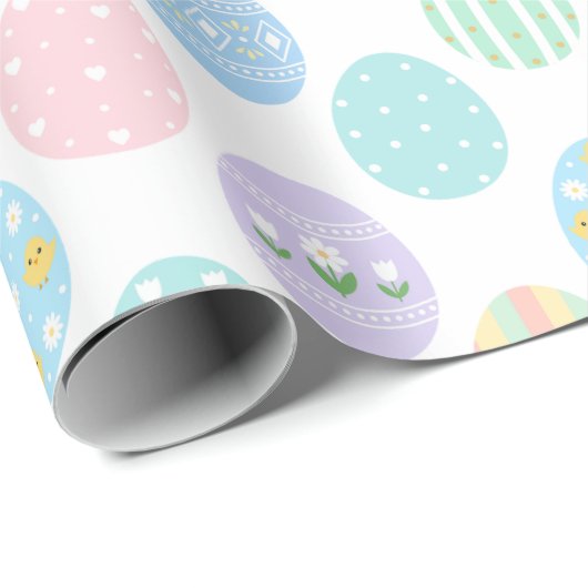 Cute Pastel Easter Eggs Pattern Geschenkpapier (Rolleneckpunkt)
