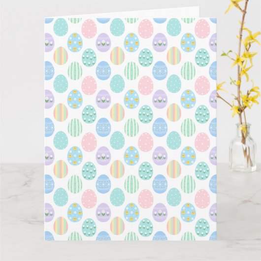 Cute Pastel Easter Eggs Pattern  Karte (Gelbe Blume)