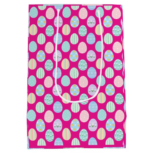 Cute Pastel Easter Eggs Pattern  Mittlere Geschenktüte (Rückseite)