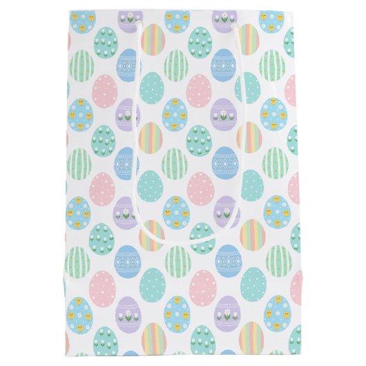 Cute Pastel Easter Eggs Pattern  Mittlere Geschenktüte (Rückseite)