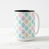 Cute Pastel Easter Eggs Pattern Zweifarbige Tasse (VorderseiteRechts)