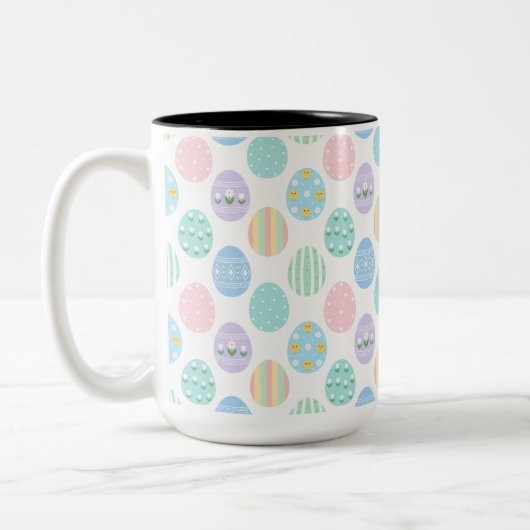 Cute Pastel Easter Eggs Pattern Zweifarbige Tasse (Links)