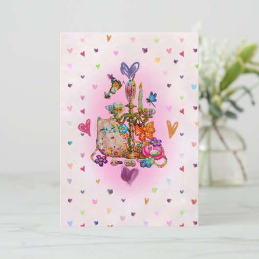 Cute Pastel Einladung (Stehend Vorderseite)