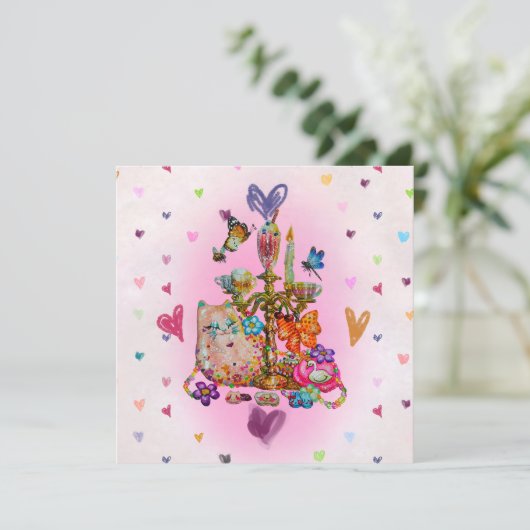 Cute Pastel Feiertagskarte (Stehend Vorderseite)