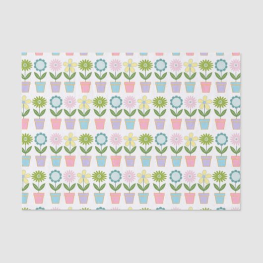 Cute Pastel Flower Pots Pattern Seidenpapier (Vorderseite)