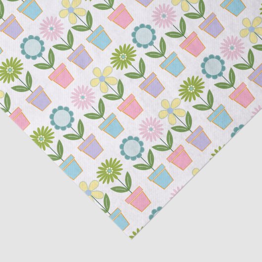 Cute Pastel Flower Pots Pattern Seidenpapier (Ausschnitt)