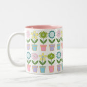 Cute Pastel Flower Pots Pattern Zweifarbige Tasse (Links)