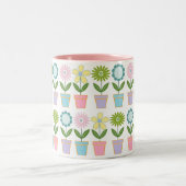 Cute Pastel Flower Pots Pattern Zweifarbige Tasse (Mittel)