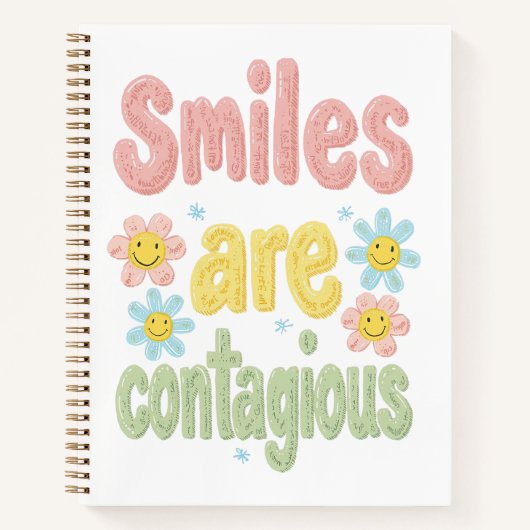 Cute Pastel Flower Smiles Are Contagious Notizblock (Vorderseite)