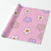 Cute Pastel Flower Wrapping Paper – Pink Floral  Geschenkpapier (Ungerollt)