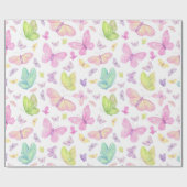 Cute Pastel Flying Butterflies Geschenkpapier (Flach)