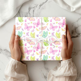 Cute Pastel Flying Butterflies Geschenkpapier