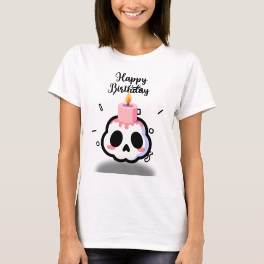 Cute Pastel Goth Skull Birthday T-Shirt (Vorderseite)