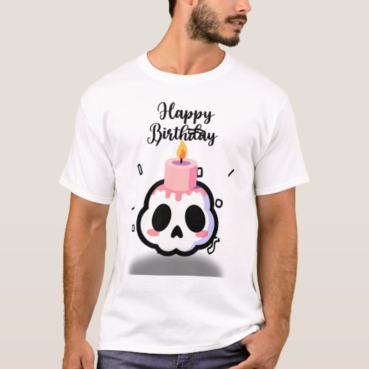 Cute Pastel Goth Skull Birthday T-Shirt (Vorderseite)