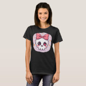 Cute Pastel Goth Skull with Bow T-Shirt (Vorne ganz)